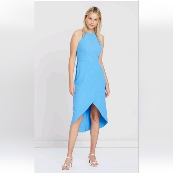 Alice + Olivia Kristy Halter High Low Dress Blue Size 10 NWT $330 - Picture 4 of 10